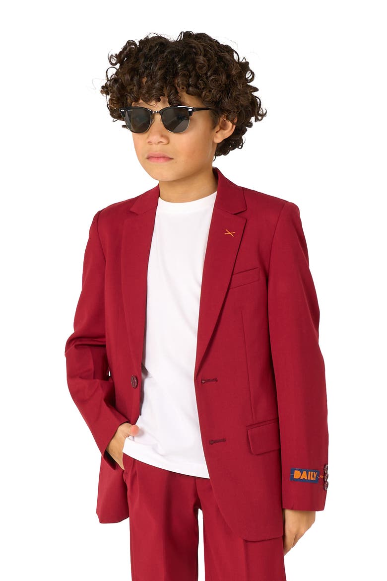 Kids' Daily Bright Burgundy Stretch Suit, Alternate, color, RED