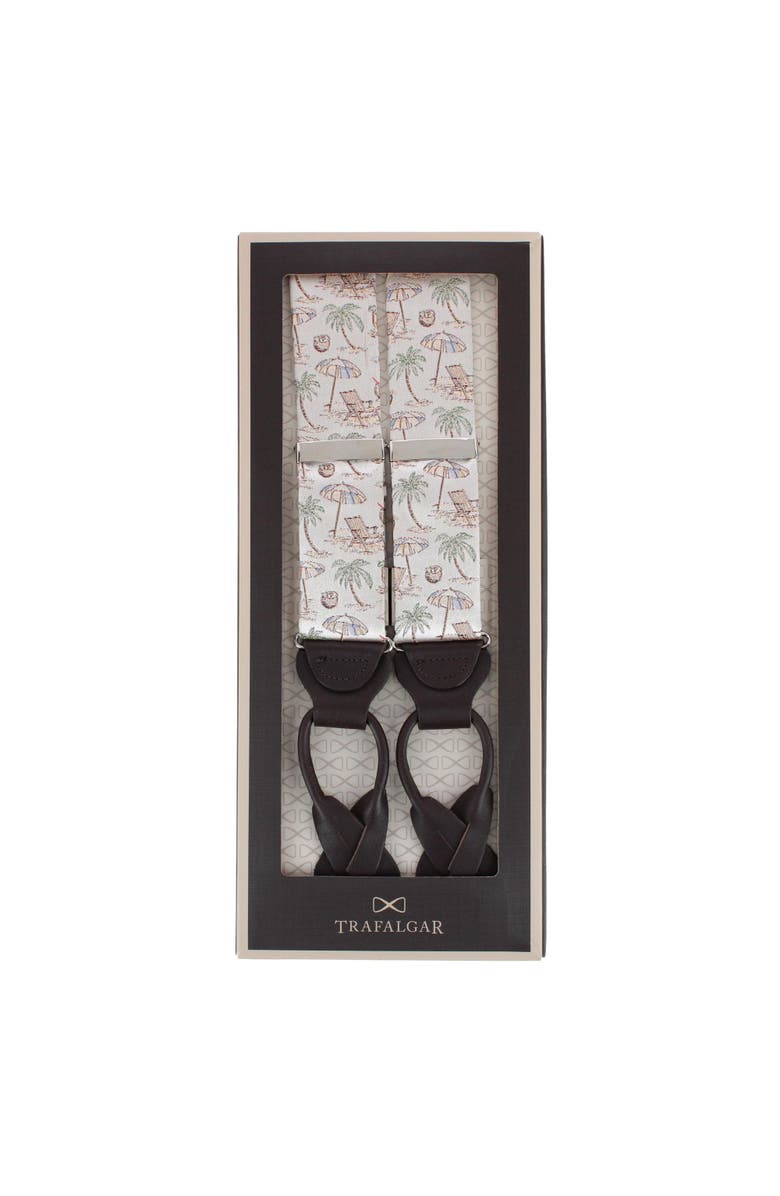 Trafalgar Beach Get A Way Silk Novelty Button End Suspenders, Alternate, color, Silver
