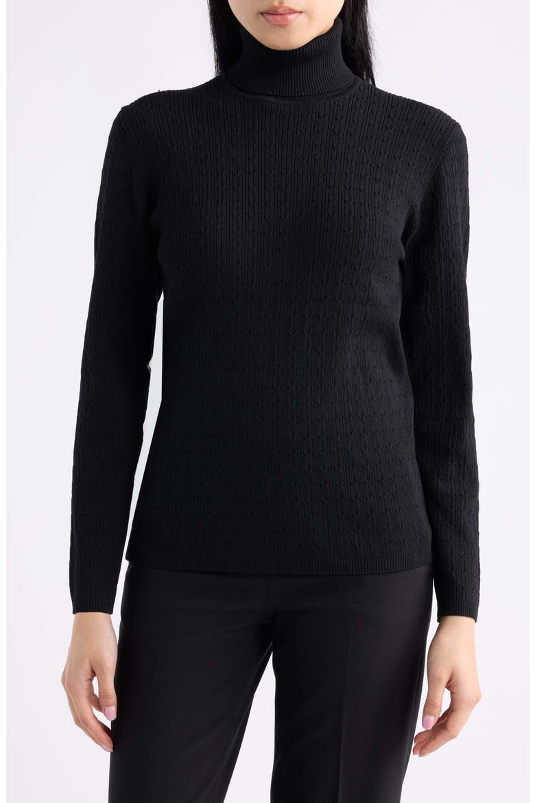 Mini Cable Turtleneck Sweater, Main, color, ANNE BLACK