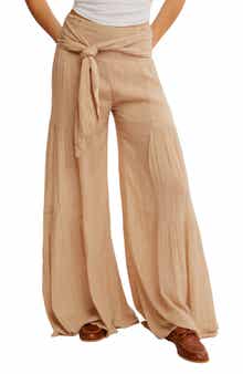 Free People Good Day Tie Waist Wide Leg Pants