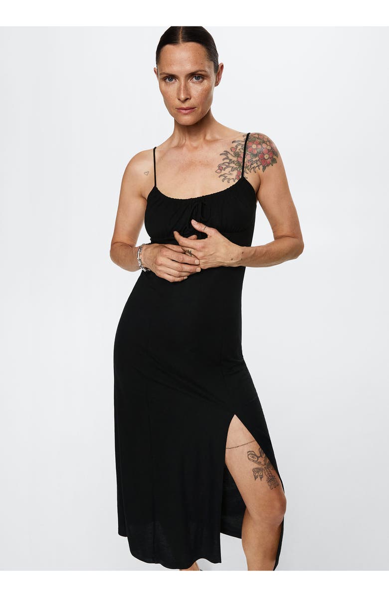 MANGO Tie Front Sleeveless Midi Dress, Alternate, color, 