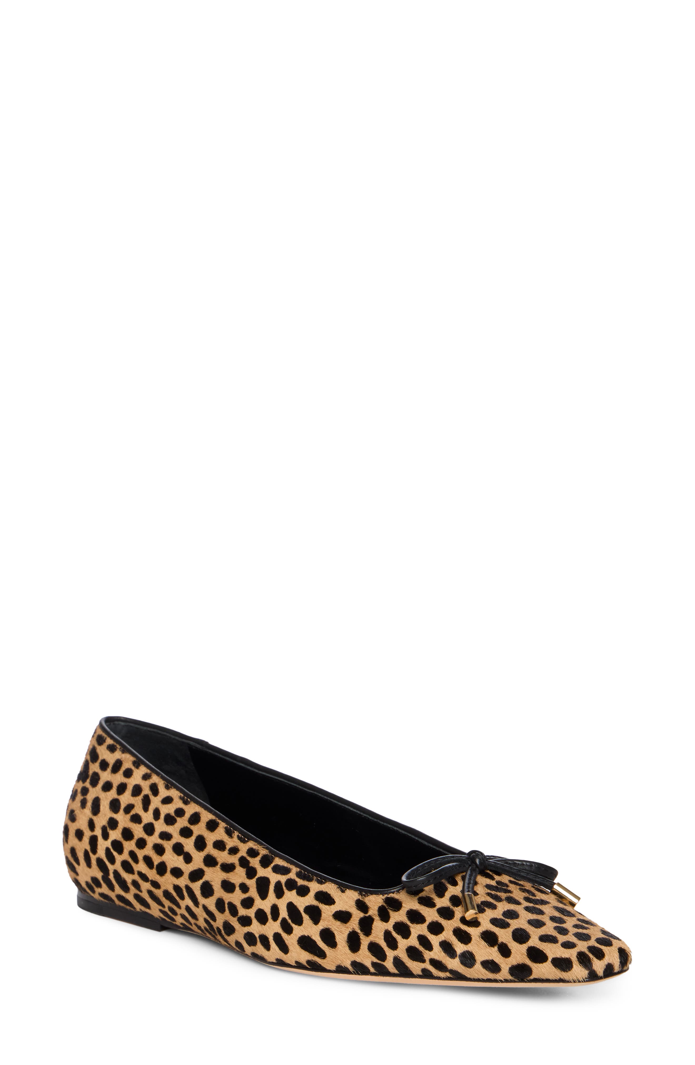 Wiley Pointed Toe Genuine Calf Hair Flat, Main, color, TAN CHEETAH
