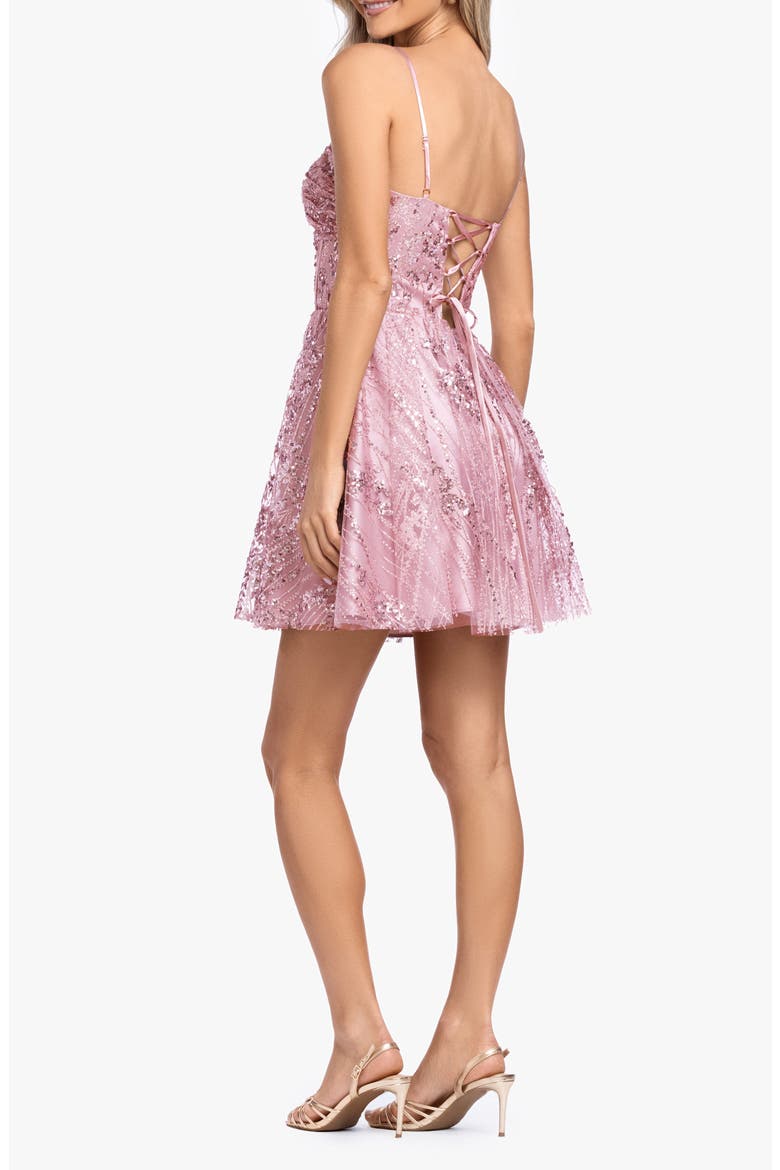Sequin Lace Back Sleeveless Minidress, Alternate, color, ROSE