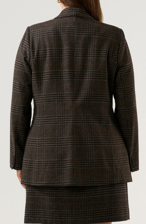 Estelle Noel Check Double Breasted Blazer In Brown