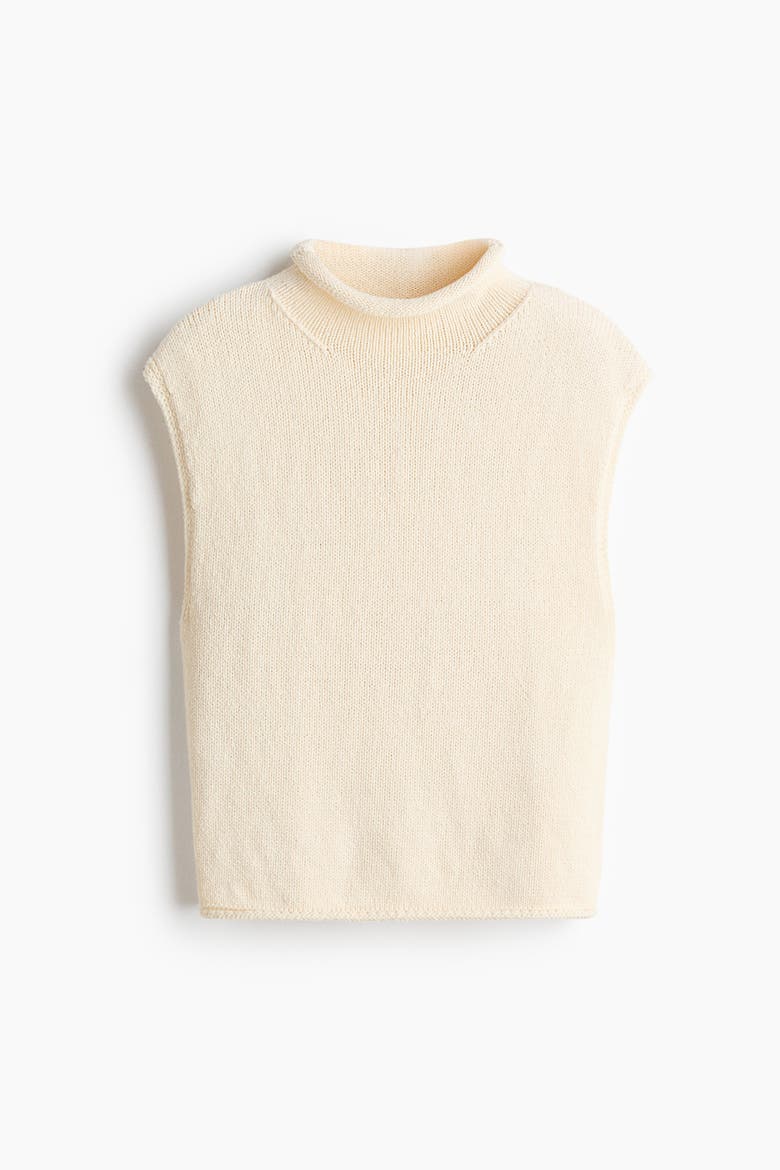 Rolled-edge Mock Turtleneck Sweater Vest, Main, color, Cream