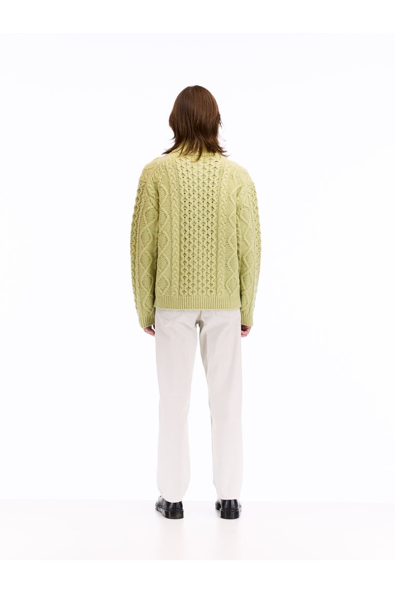 Cable Knit Zip Up, Alternate, color, Faded Lime
