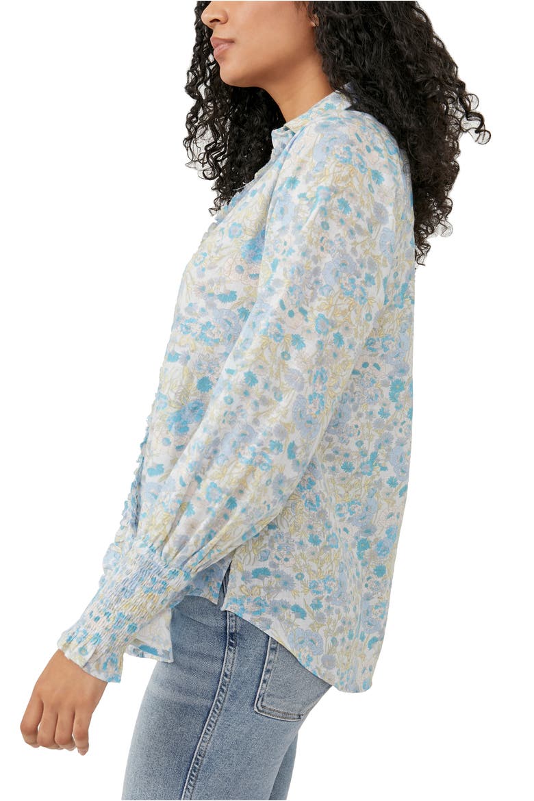 Wild Gardenia Ruffle Cotton Blouse, Alternate, color, GARDEN COMBO