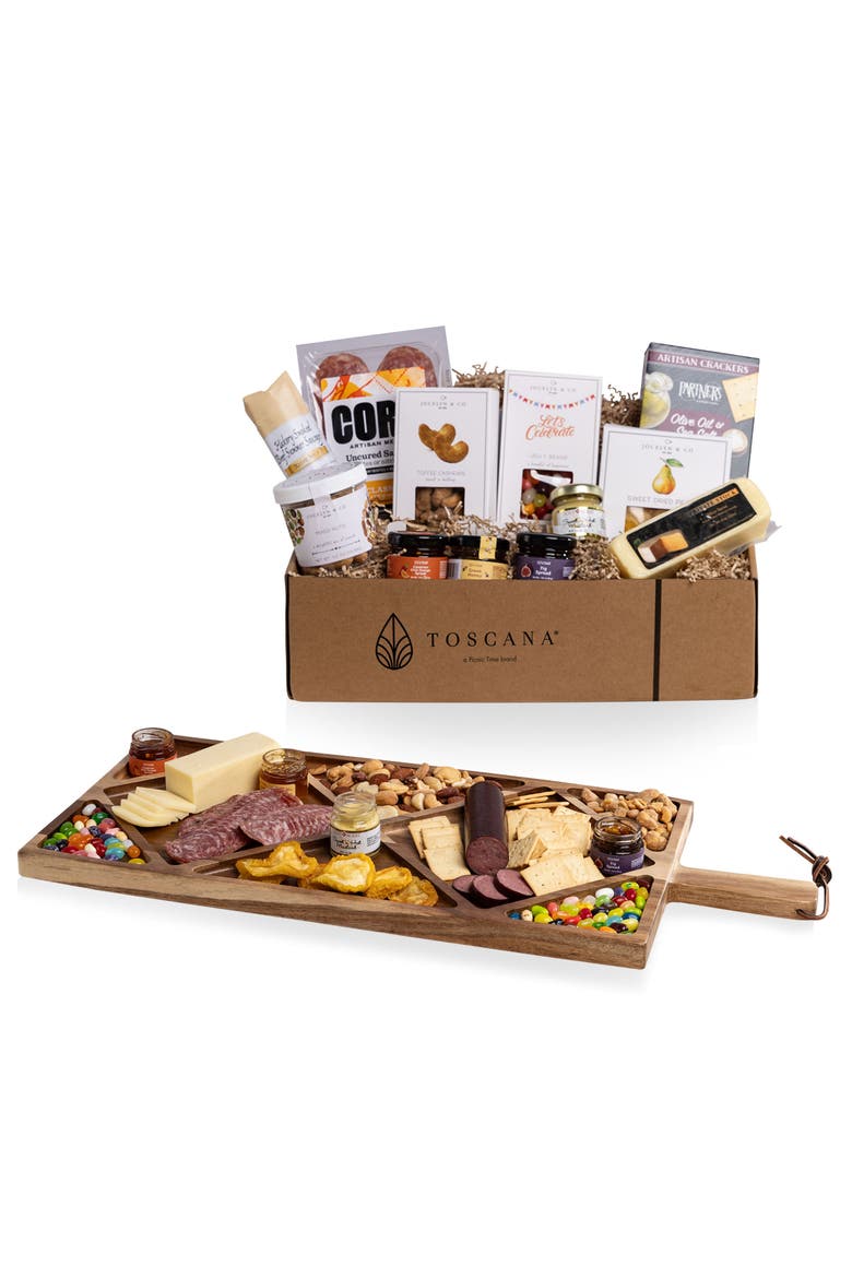 Grazing Board with Gourmet Gift Pack, Main, color, Acacia Wood