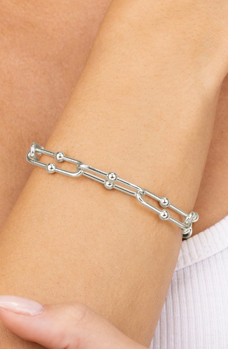 Sterling Forever Joana Stirrup Link Chain Bracelet, Alternate, color, Silver