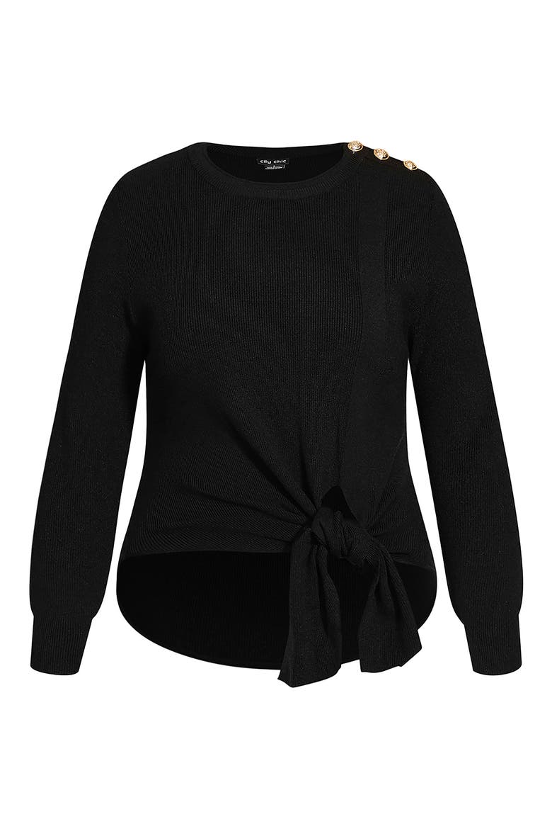 Royal Tie Hem Sweater, Alternate, color, BLACK