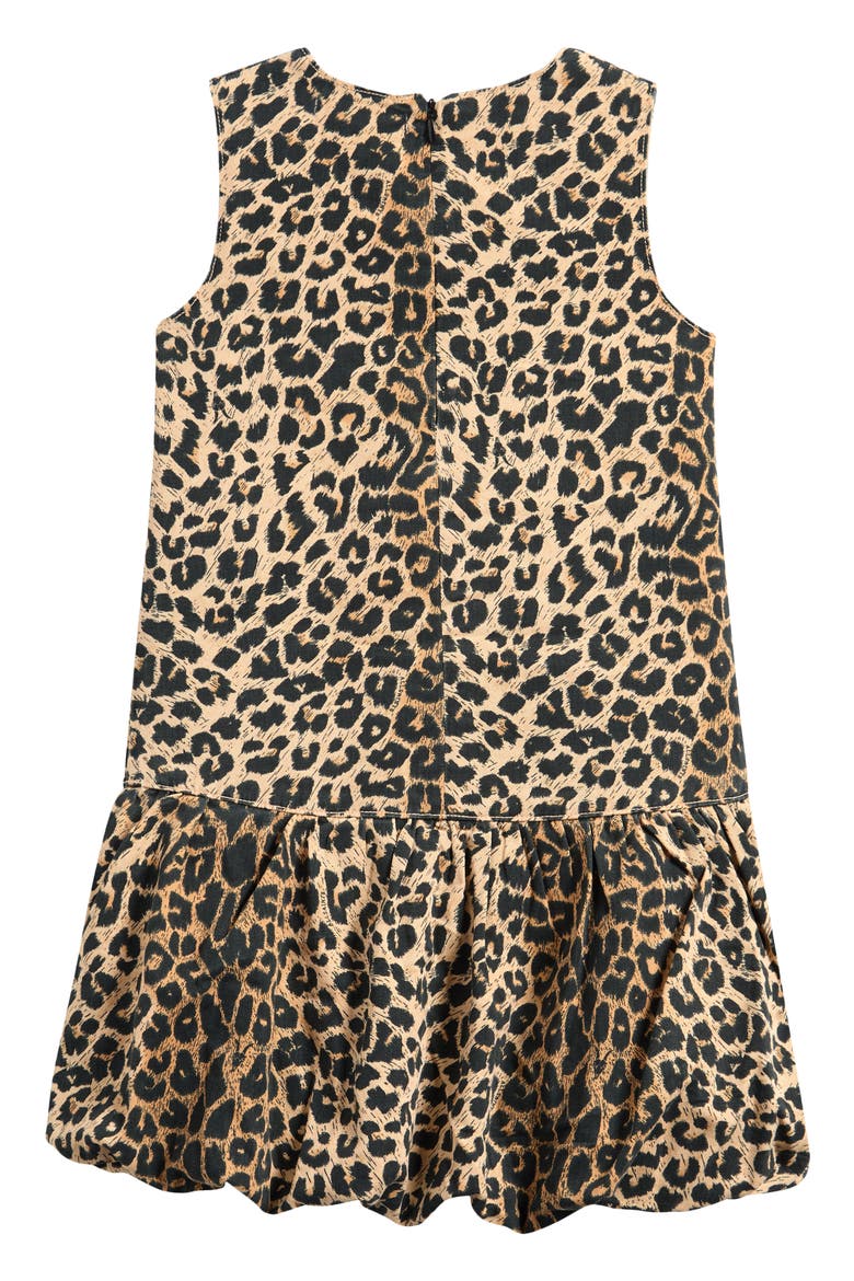 Kids' Leopard Print Bubble Hem Dress, Alternate, color, BROWN
