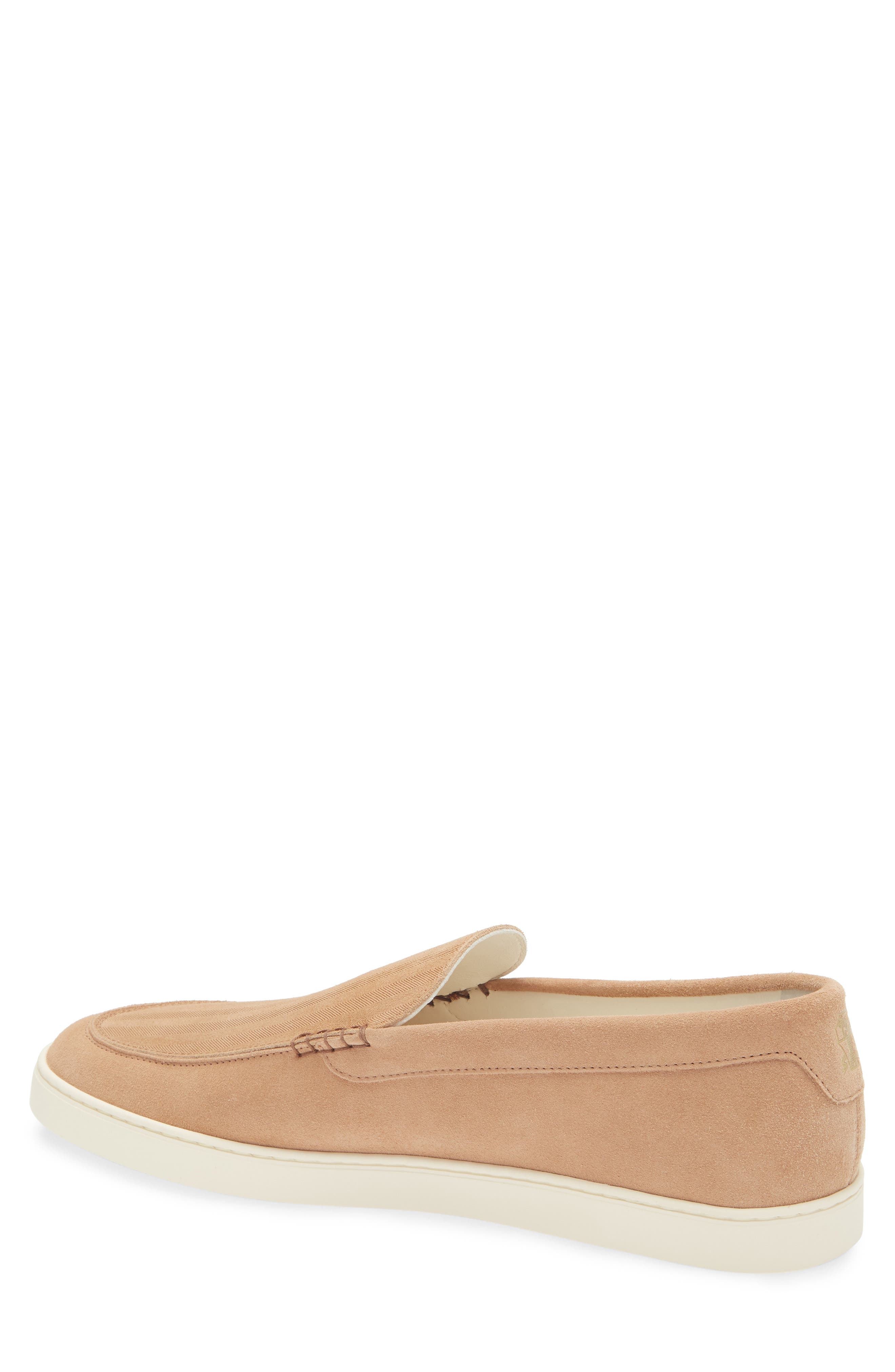 Brunello Cucinelli Chevron Embossed Suede Loafer, Alternate, color, Light Brown