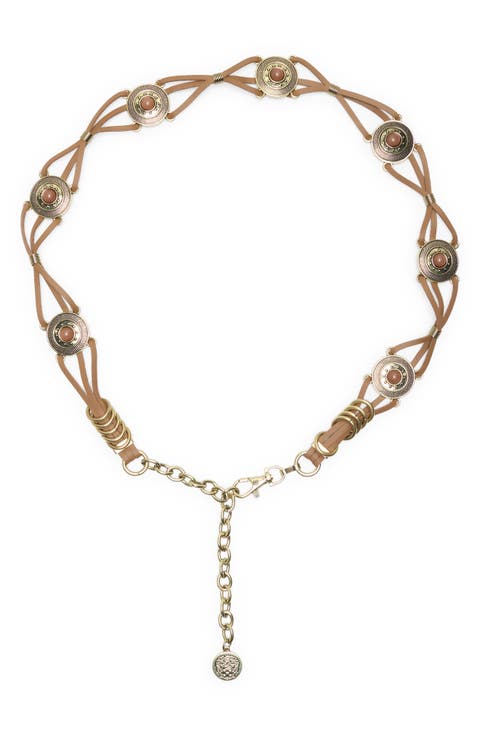 Resin Concho Faux Leather Belt