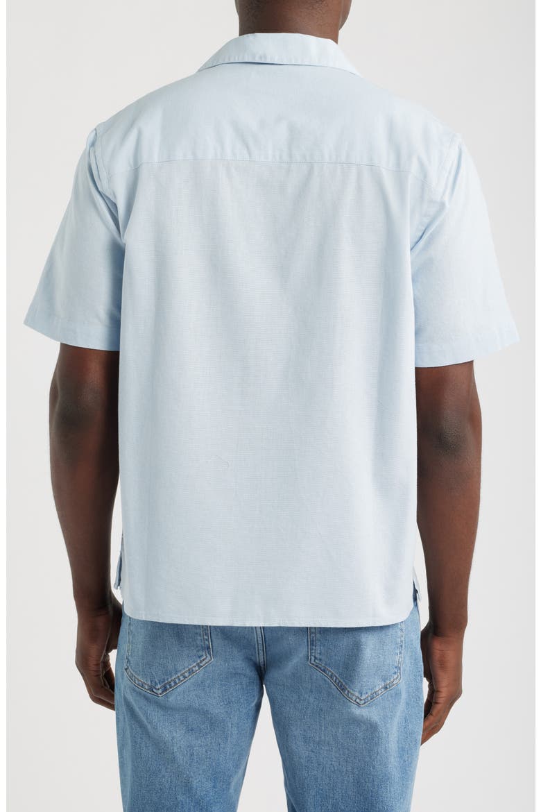 Didcot Flower Appliqué Cotton & Linen Camp Shirt, Alternate, color, BLUE / ECRU