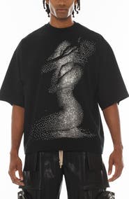 Cult of Individuality Imitation Pearl Embellished Beauty Graphic T-Shirt