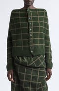 Pillings by Ryota Murakami Off the Shoulder Grid Cashmere Cardigan