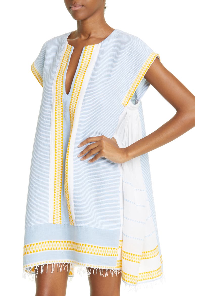 Jemari Cotton Blend Cover-Up Caftan Dress, Alternate, color, SKY