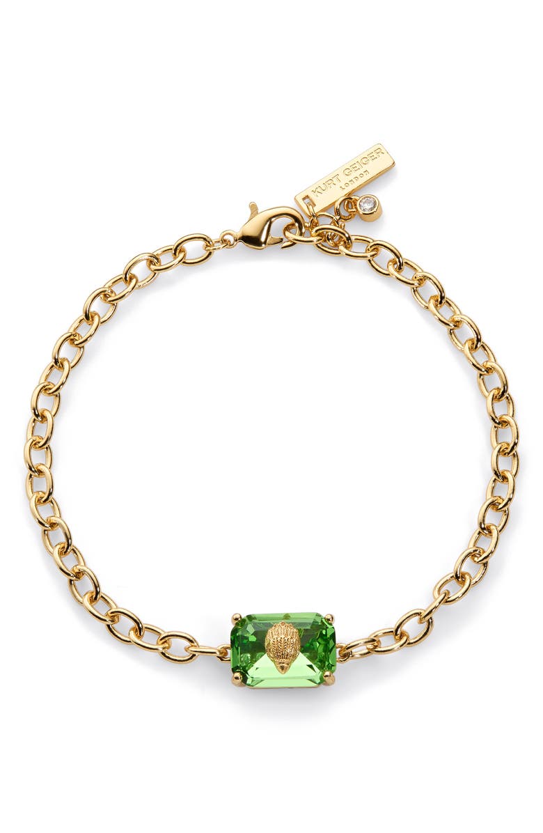 Kurt Geiger London Emerald Cut Crystal Flex Bracelet, Main, color, Light Green