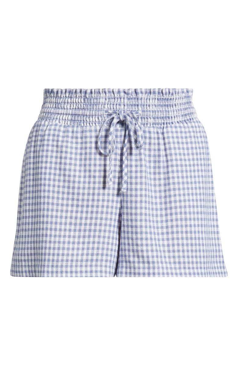 BP. Linen Blend Lace Trim Shorts, Alternate, color, Blue- White Demi Gingham