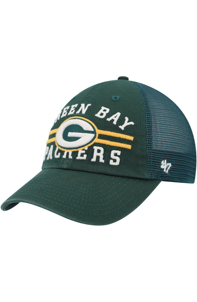 '47 Men's '47 Green Green Bay Packers Highpoint Trucker Clean Up Snapback Hat, Main, color,