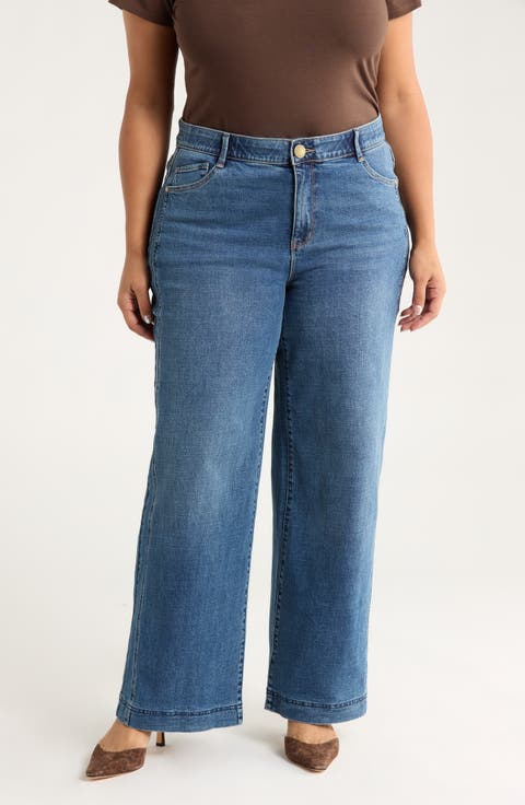 Gracie Skyrise Double Side Seam Wide Leg Jeans (Plus)