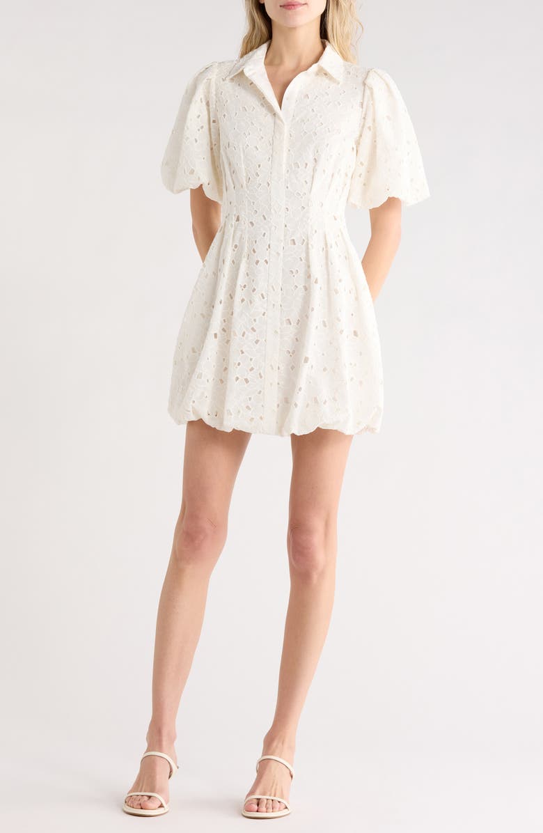 Simkhai Cleo Pintuck Balloon Sleeve Minidress, Main, color, 