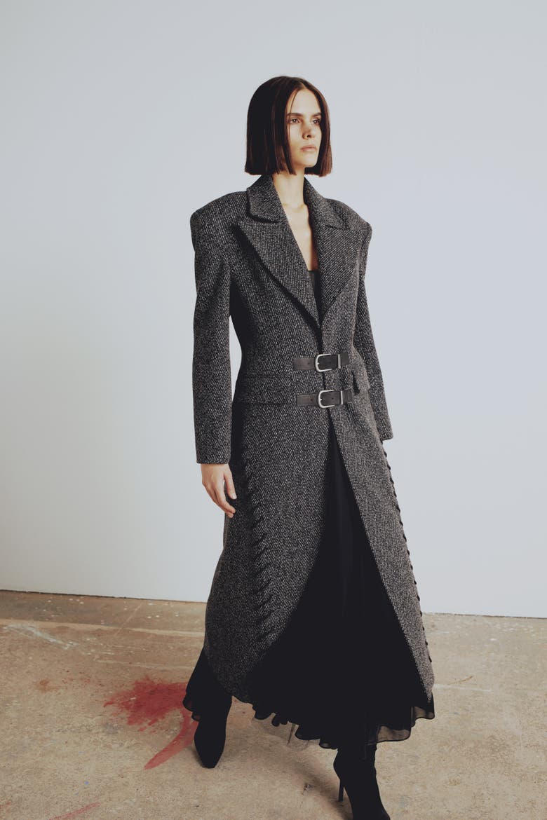 Wool & Cashmere Blend Your *Itch Cashmere Blend Long Overcoat, Main, color, BLACK & WHITE