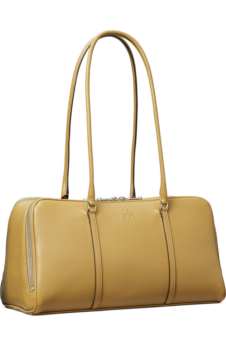 Tory Burch Marshmallow Leather Satchel, Alternate, color, Coconut Shell / Classic Brown