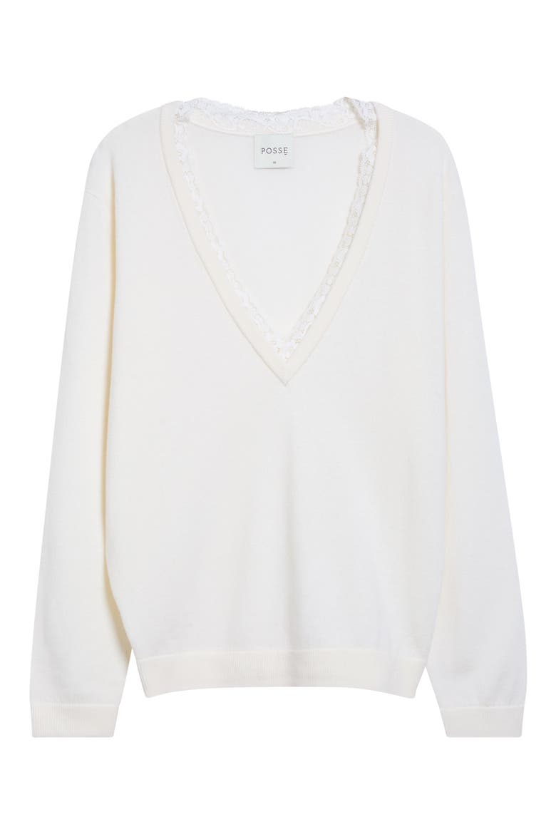 Primrose V-Neck Merino Wool Sweater, Alternate, color, CLOUD