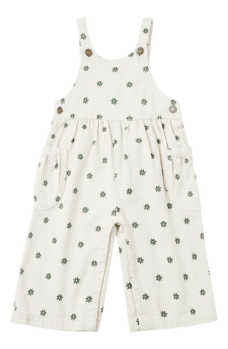 Rylee + Cru Daisy Cotton Denim Overalls, Main, color, Natural