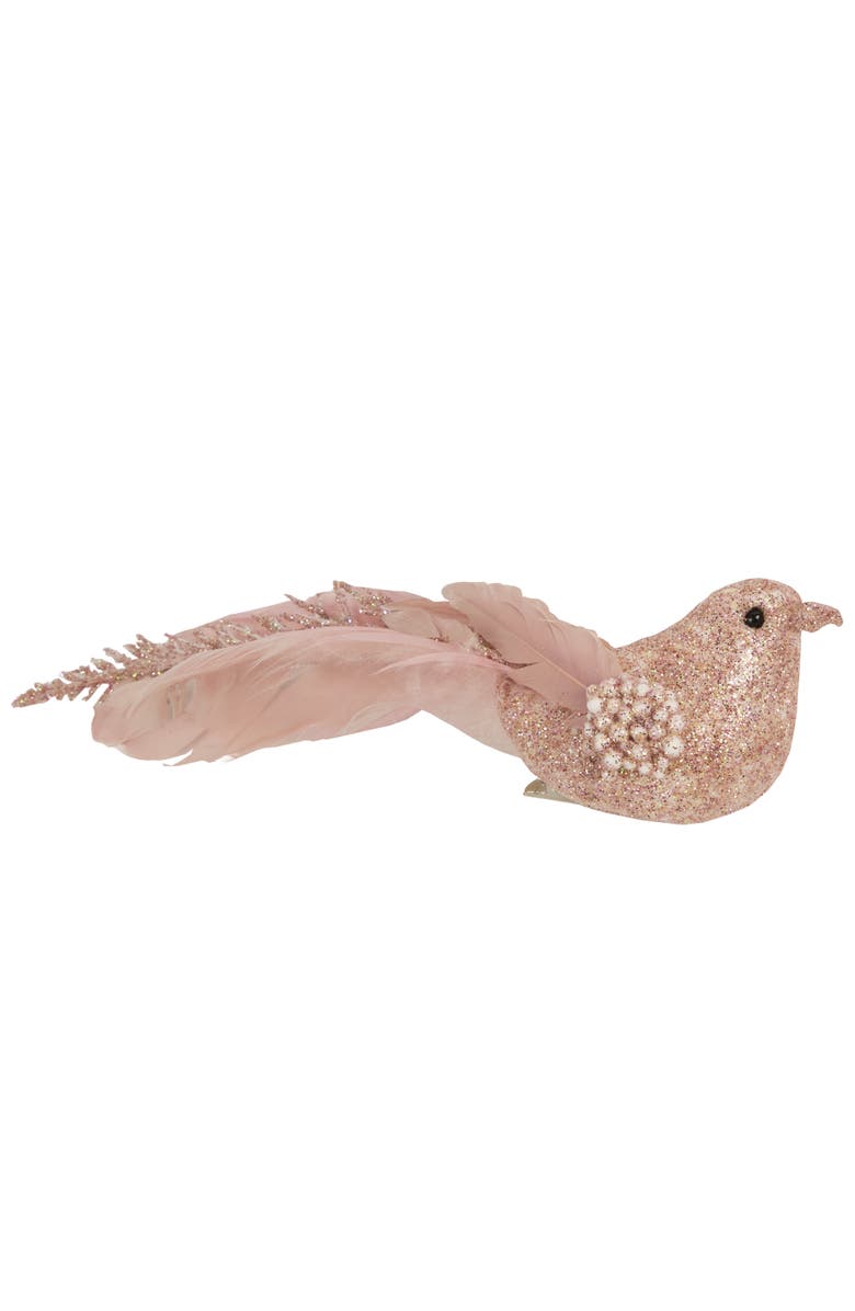 Northlight Glittered Bird Christmas Clip-on Ornaments - 6.5" - Pink and Champagne - Set of 3, Alternate, color, 