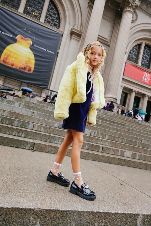 Shop Lola + The Boys Velvet Bow Princess Dress In Black