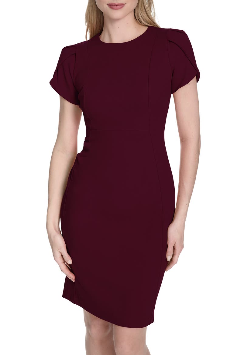 Tulip Sleeve Sheath Dress, Alternate, color, AUBERGINE