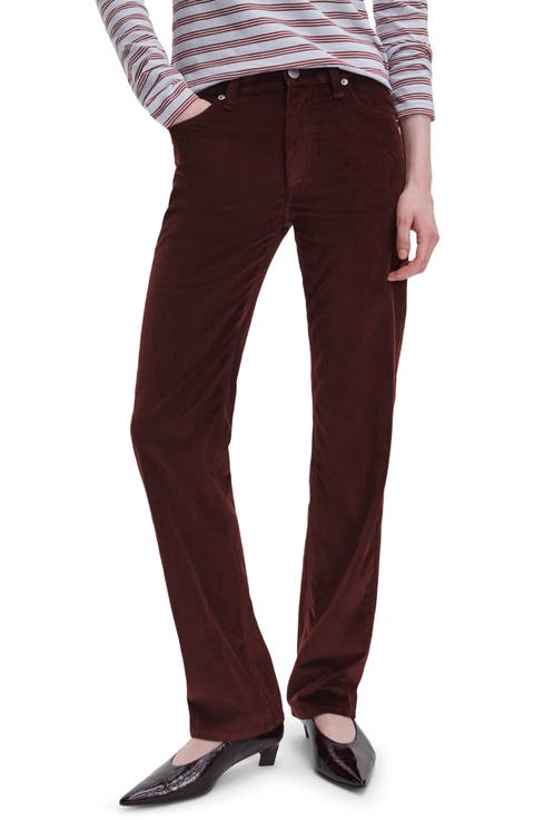 Harlow Mid Rise Slim Straight Leg Corduroy Pants