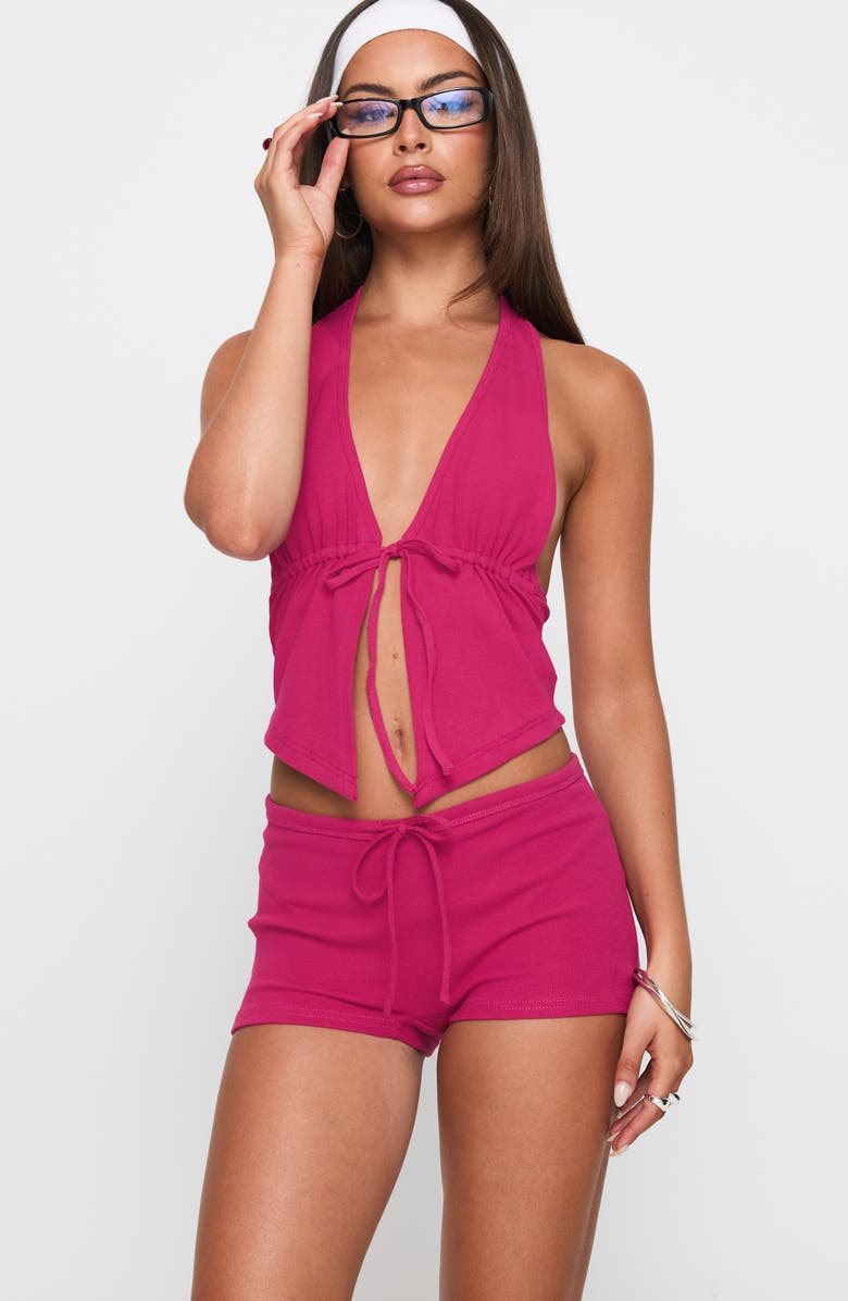 Princess Polly Obviously Tie Front Halter Top, Alternate, color, Pink