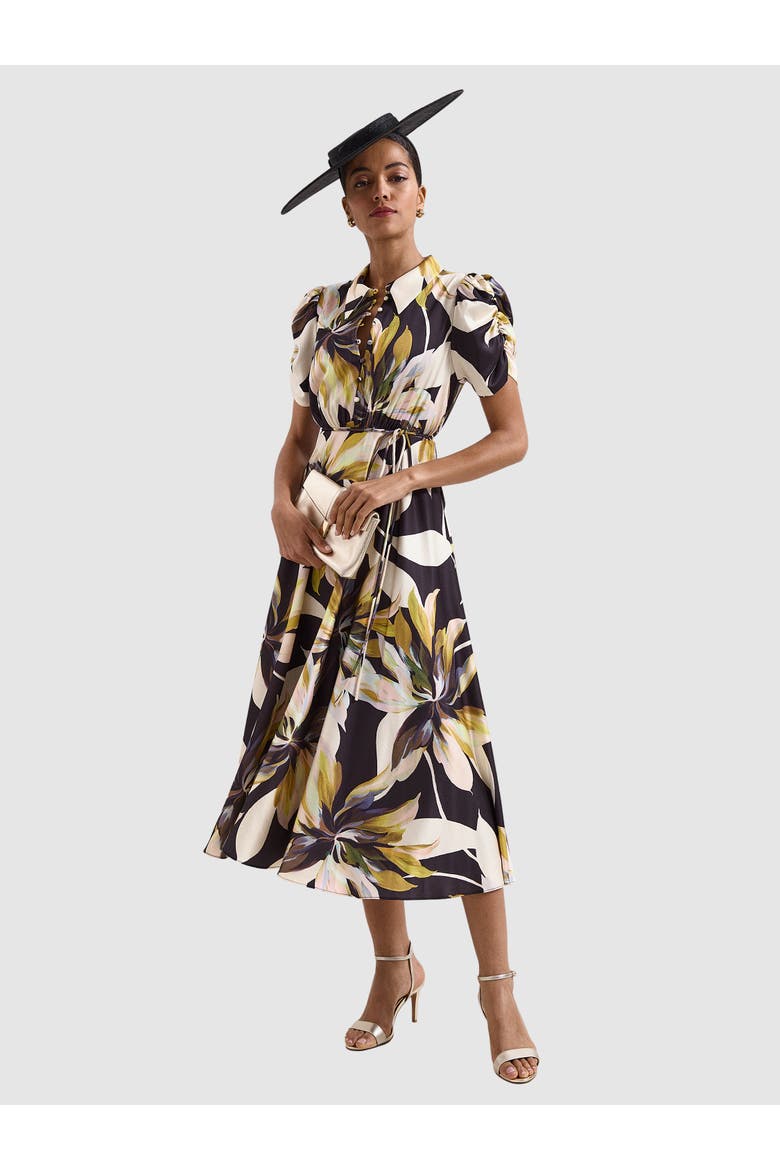 Bella Puff Sleeve Printed Shirt Dress, Main, color, Black Mu