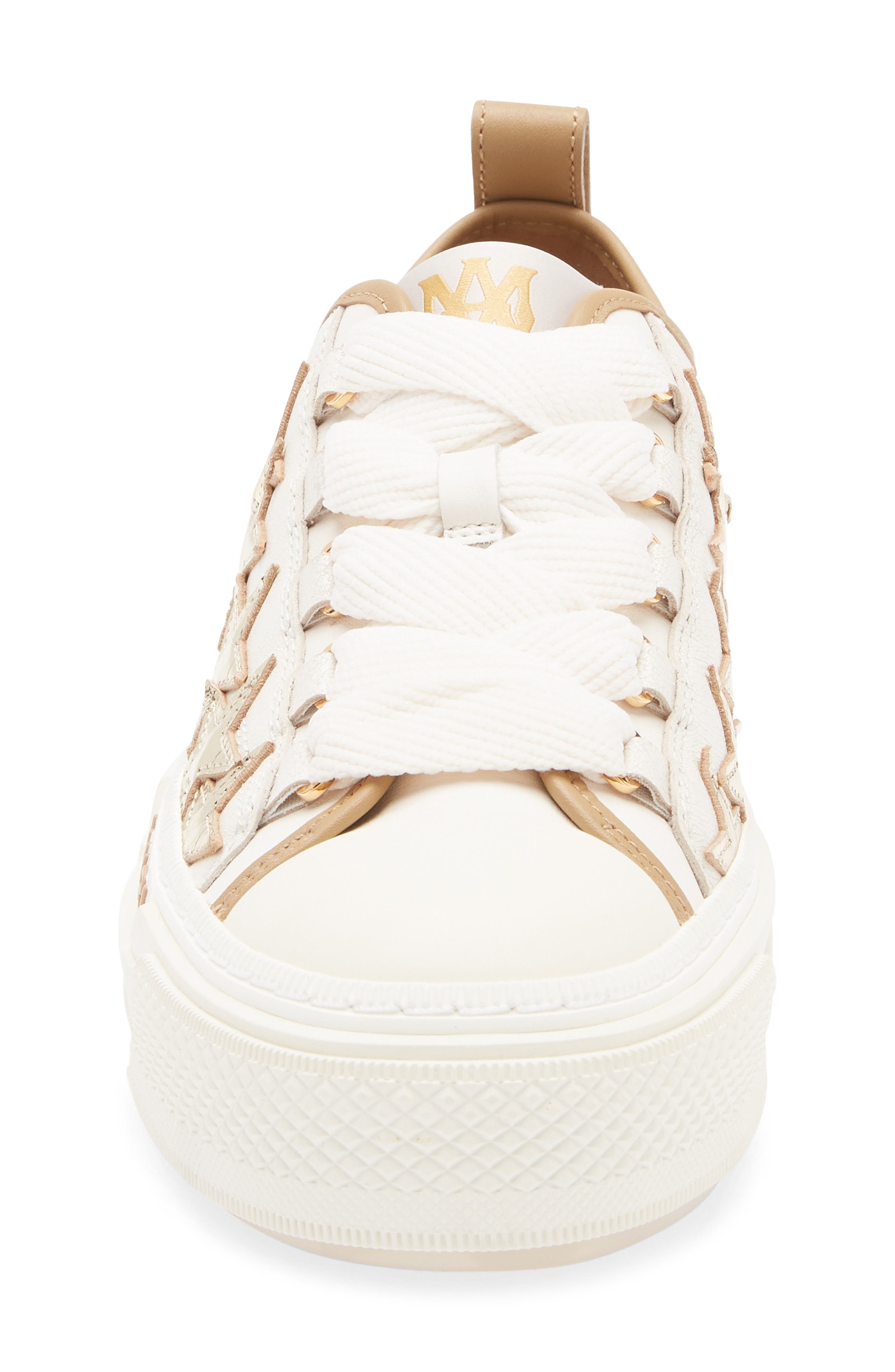 AMIRI Stars Court Low Top Platform Sneaker, Alternate, color, White/ Gold/ Brown