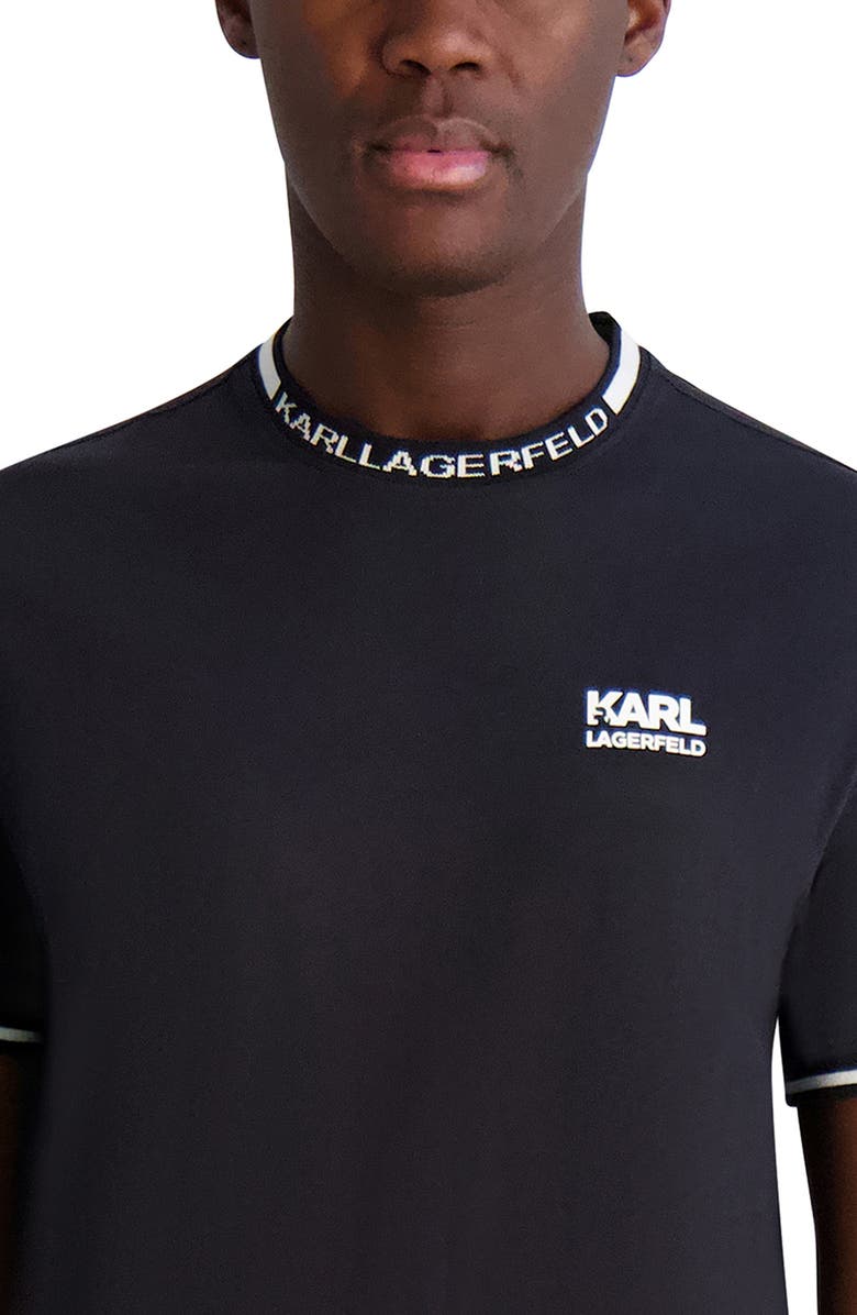 KARL LAGERFELD PARIS Contrast Logo Pima Cotton Ringer T-Shirt, Alternate, color,