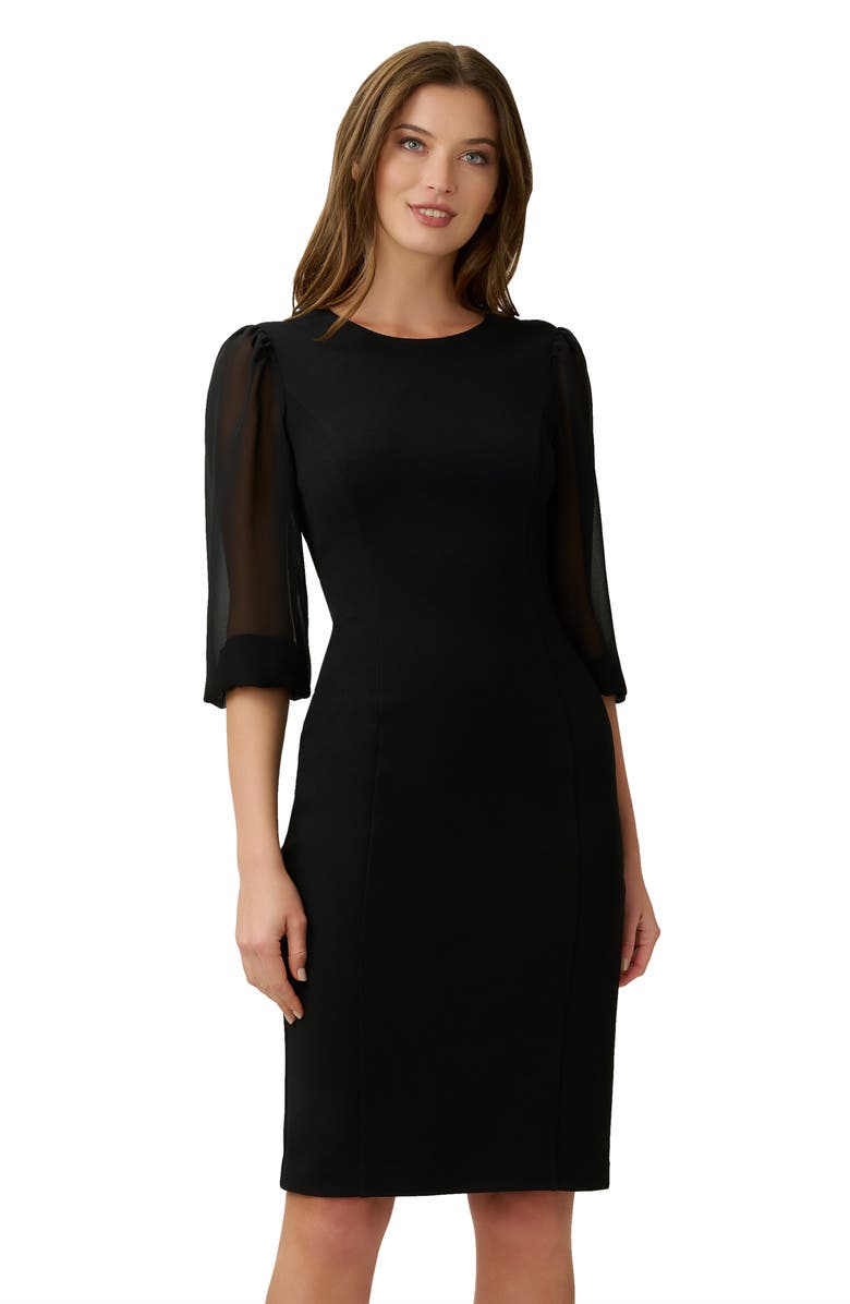 Adrianna Papell Chiffon & Crepe Sheath Dress, Alternate, color, 