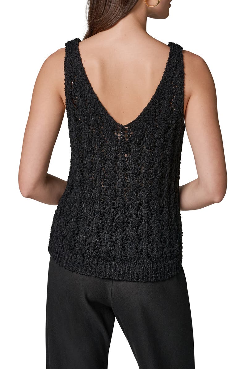 Donna Karan New York Double V-Neck Open Stitch Sweater Vest, Alternate, color, Black