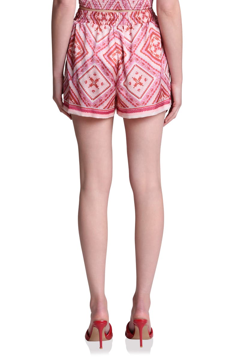 Avec Les Filles Print Tie Waist Shorts, Alternate, color, Lobster Pearl