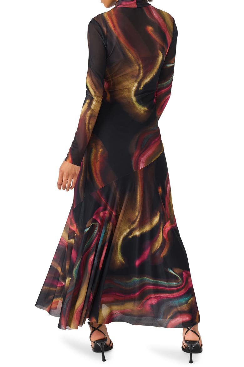 Vivara Printed Long Sleeve Mesh Maxi Dress, Alternate, color, FADED INK