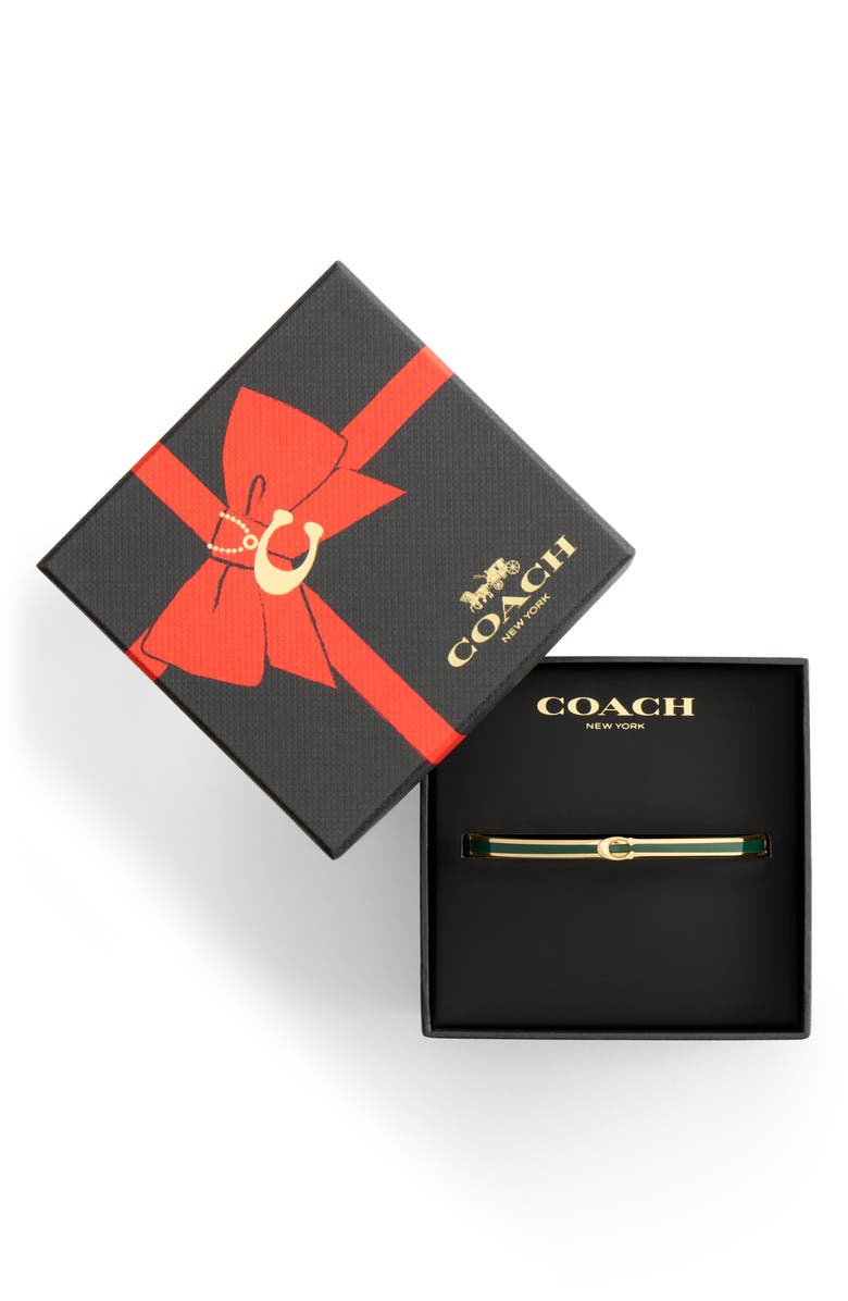 COACH Sculpted C Enamel Boxed Hinge Bangle, Alternate, color, Green