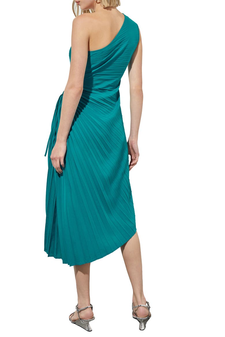 One-Shoulder Asymmetric Midi Dress, Alternate, color, BERMUDA
