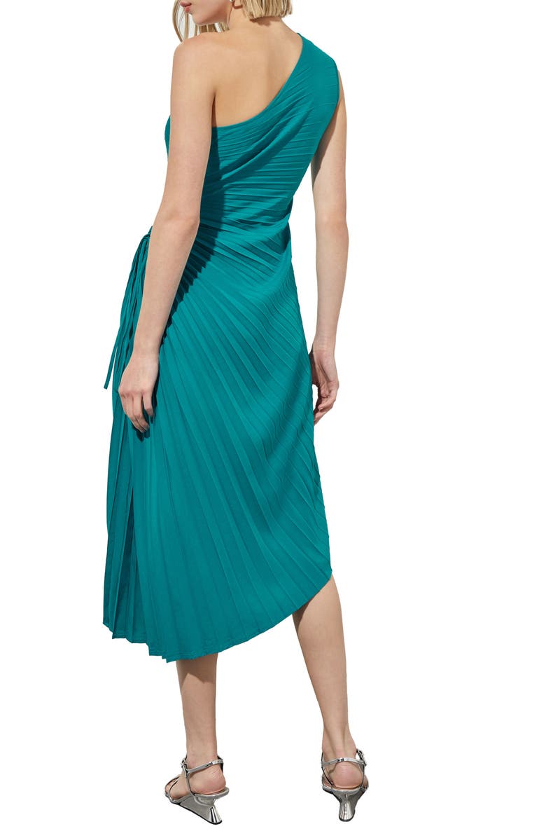 Ming Wang One-Shoulder Asymmetric Midi Dress, Alternate, color, Bermuda