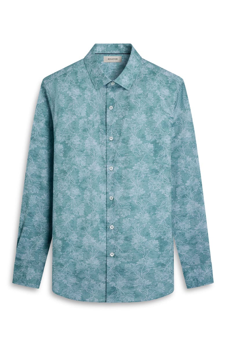 Julian Shaped Fit Floral Button-Up Shirt, Alternate, color, SEAFOAM