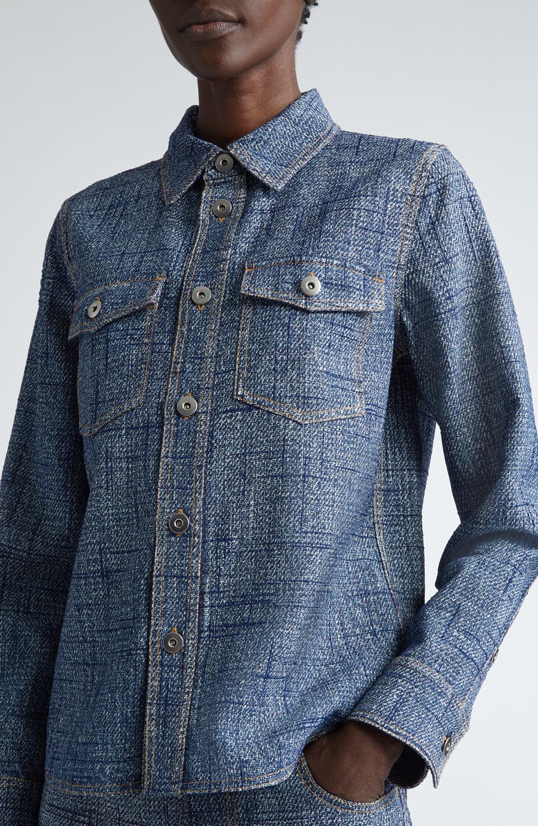 Bottega Veneta Slim Fit Denim Print Button-Up Shirt, Alternate, color, 