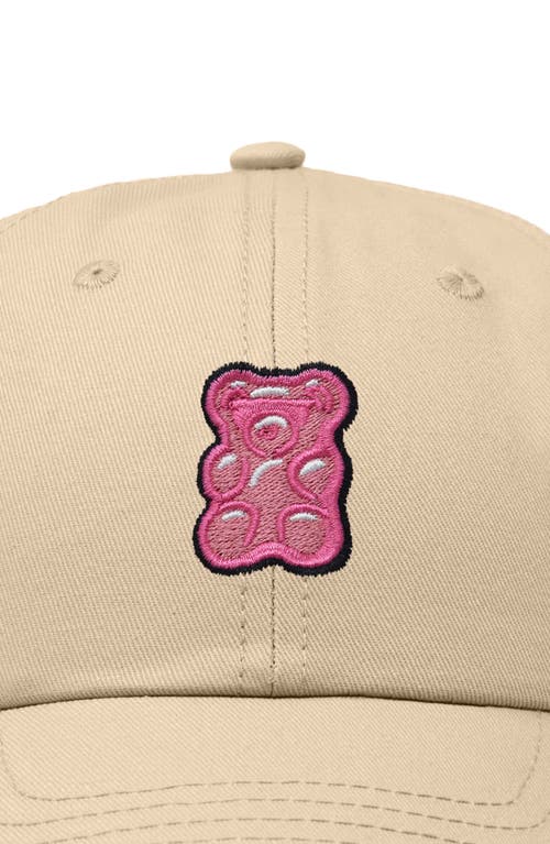 Dalix Pink Gummy Embroidered Casual Cap In Khaki