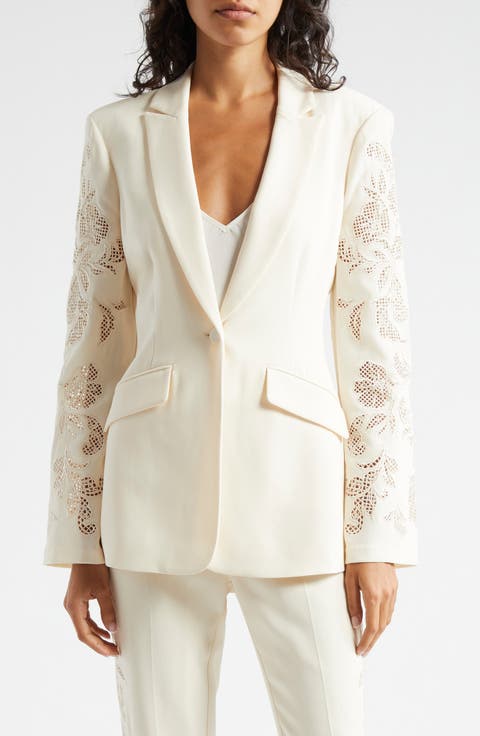 Cheyenne Floral Embroidered One-Button Blazer