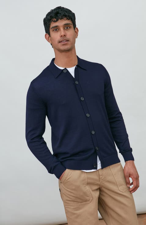 Extra Fine Merino Wool Polo Cardigan